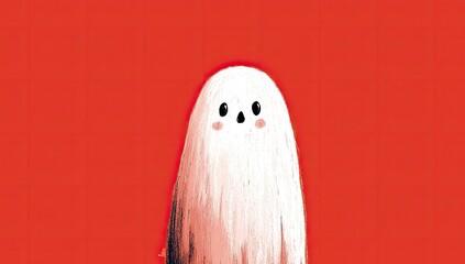 Cute ghost on a red background