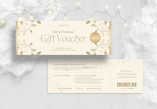 Christmas Gift Certificate, Voucher & Coupon Template for Festive Holiday Marketing with Red Background