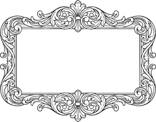 Ornate rectangle frame with swirling decorative elements