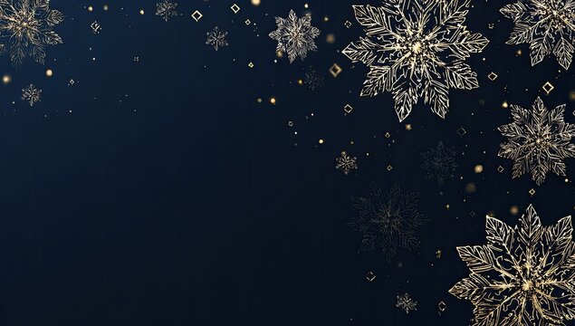 Gold snowflake border on dark navy background