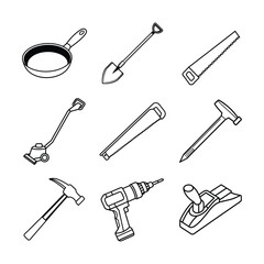 set of working tool vector illustration
