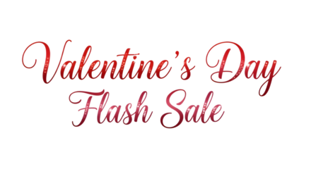 Valentines day flash sale text isolated on transparent background