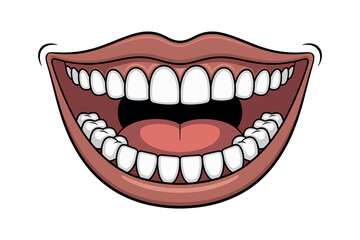 Naklejka premium A wide, smiling mouth displays healthy white teeth and a pink tongue.