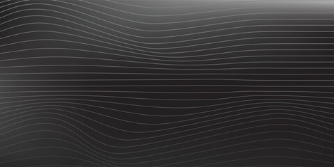 Obraz premium Abstract monochrome metalic dark with grey wavy lines background. Modern technology line. Simple design.