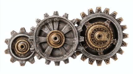 Close-up of interconnected mechanical gears, symbolizing industry and intricate systems