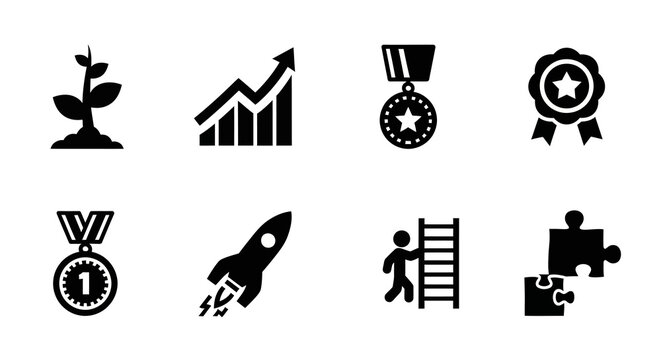 Achievement and growth: icons representing success, progress, recognition and teamwork - Powered by Adobe