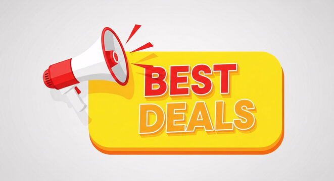 Best deals promotion banner with megaphone, a great way to attract customer attention