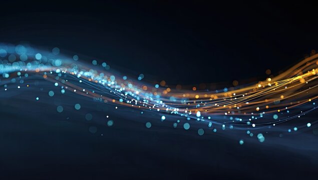 Abstract digital wave.  A swirling flow of light - Powered by Adobe