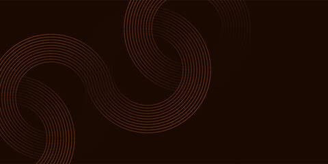Brown gold lines circle on dark background. Technology lines concept. Vector illistration.