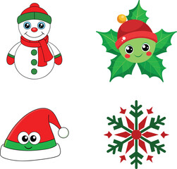 Merry christmas vector illustration. New year, merry christmas icon set, christmas pattern