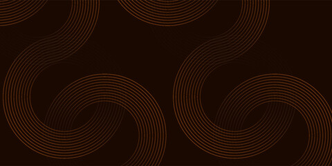 Brown gold lines circle on dark background. Technology lines concept. Vector illistration. eps 10 edition.