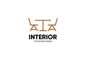 interior icon table and chair symbol illustration template logo vector