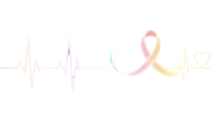Heartbeat line with awareness ribbon isolated on transparent background