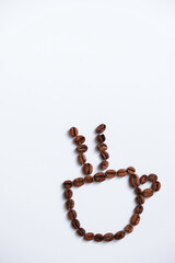 Cup of coffee icon from beans isolated on white background