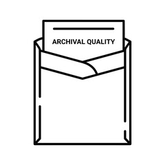 Archival quality document in envelope line icon representing data preservation and long-term storage concepts.