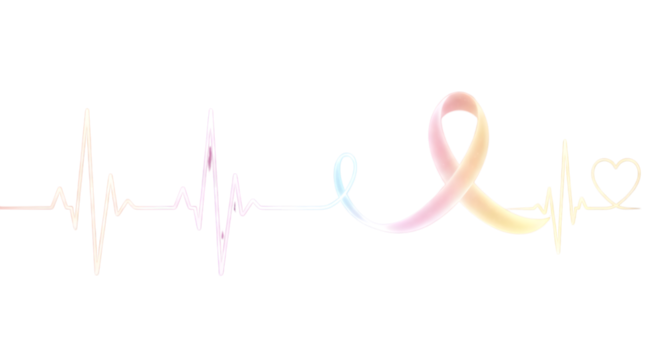 Heartbeat line with awareness ribbon isolated on transparent background