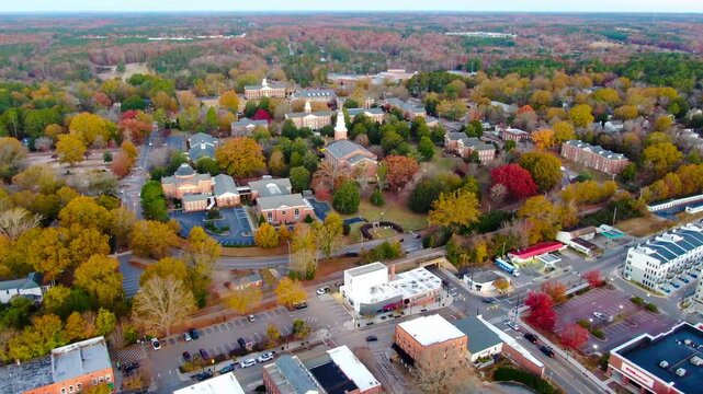Stunning 4K Sunrise Drone Footage from Downtown Wake Forest, NC, USA: Travel, Tourism, Architecture	