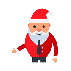 Friendly cartoon santa claus character wearing a suit and tie isolated on transparent background
