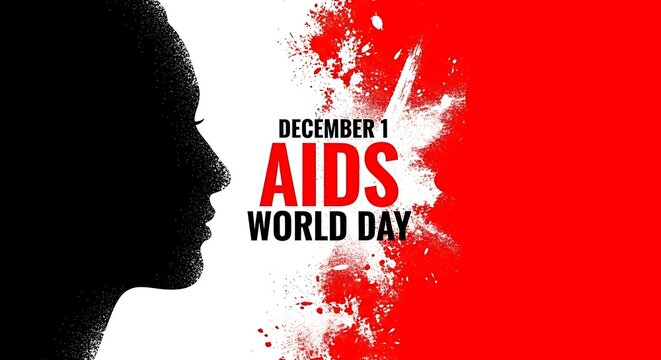 World aids day december 1 with red and white background