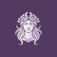 Simple Goddess Athena Face Logo Illustration