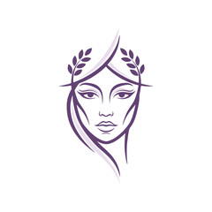 Stylized beauty face woman logo