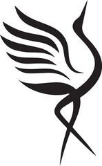 Abstract black crane bird logo design vector illustration symbol isolated on white background.