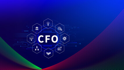 CFO, CFO digital technology concept. Internet, business and finance, strategy office work. Technology and network concept.