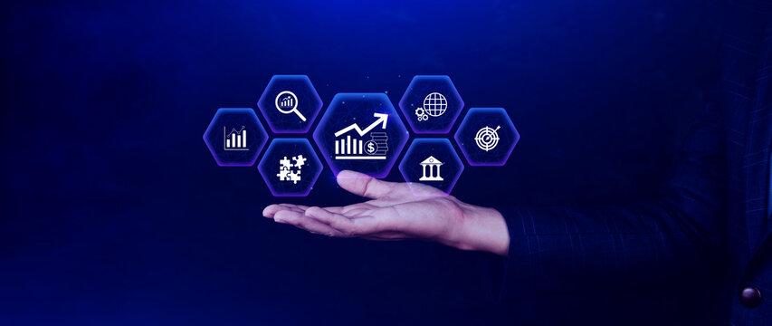 Finance Gdp growth strategy plan concept, finance and investment, Diversification management, Interest rate and dividend concept, returns tax profits