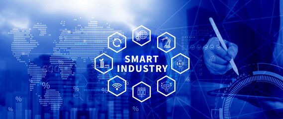 Smart industry, automation and optimisation concept on virtual. Business and modern technology...