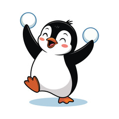 Fototapeta premium Cute Happy Penguin Cartoon Vector Illustration – Playful Minimal Animal Mascot Design