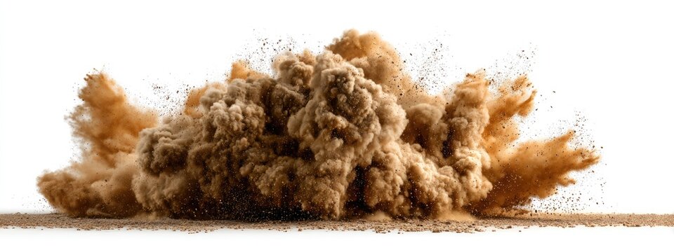 Sand explosion on white background