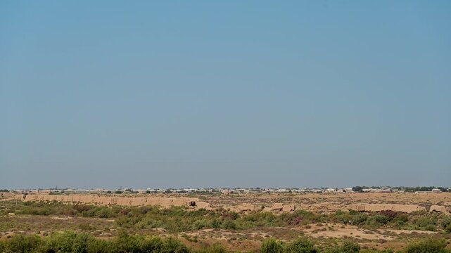 Panorama view of the ruins of Merv oasis near Mary, Turkmenistan