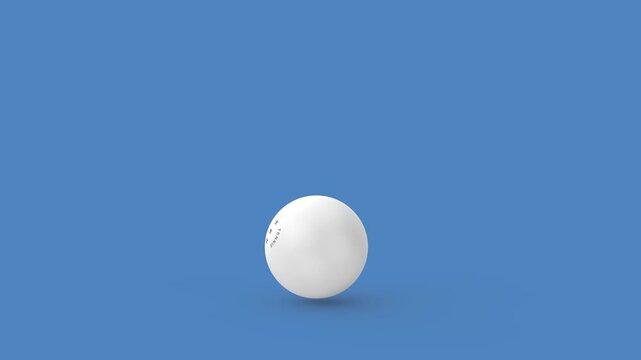 Table tennis ball bouncing on blue table