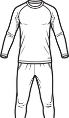Naklejka premium Outline illustration of a long sleeved top and pants or training outfit