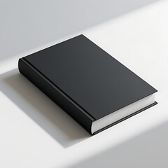 Closed black book object isolated on a blank white background for education and office business