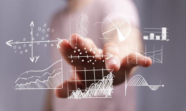 Visual representation of data analysis, business intelligence, financial reporting, and market trends. - Powered by Adobe