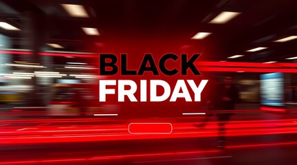 Glowing Red Neon Black Friday Sale sign dark background