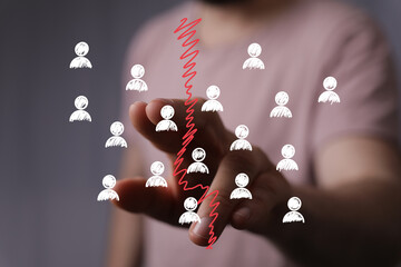Stock photo depicting conflict, separation, disagreement within a team. Ideal for illustrating business challenges.