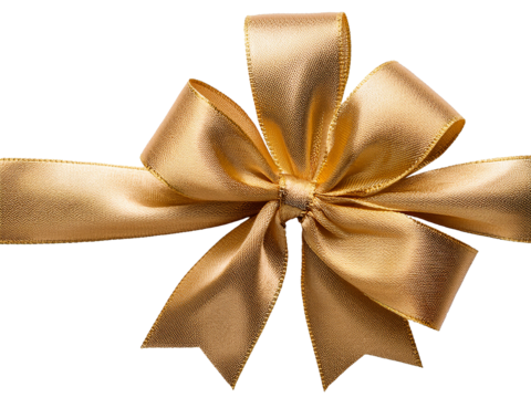 gold gift bow and ribbon Isolated on transparent background