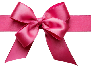 pink gift bow and ribbon for present wrapping. Isolated on transparent background