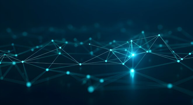 Abstract digital network connections with glowing nodes and lines