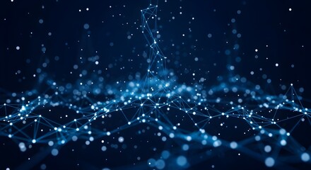 Abstract glowing blue network of interconnected points and lines