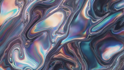Abstract Iridescent Fluid Art - Mesmerizing Swirls and Colorful Reflections.
