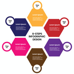 Six-Step Hexagon Infographic: Colorful Circular Process Diagram for Presentations


