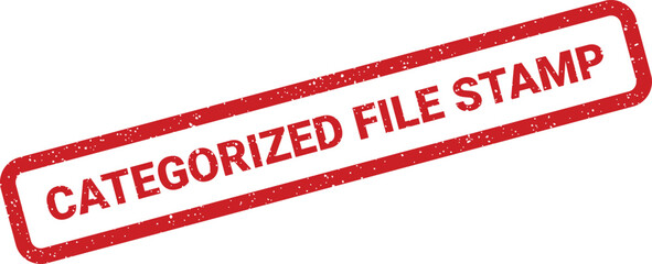 A red grunge rubber stamp displaying CATEGORIZED FILE STAMP for official document processing and classification