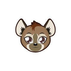 Adorable Brown Hyena Cub Cartoon Face Illustration, with a Sweet Expression and big eyes