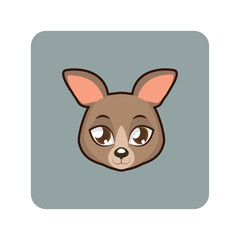 Adorable Cartoon Kangaroo Face Illustration A Sweet Marsupial Character for Children's Fun Designs