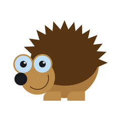 Cute cartoon hedgehog illustration with big eyes and a happy smile, isolated on white