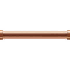 Copper pipe section isolated on white background with clean reflective surface and seamless ends