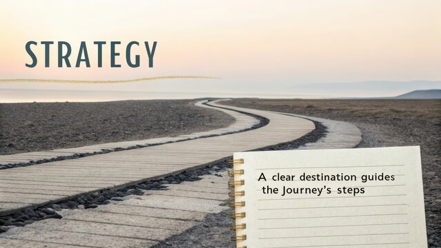 A winding wooden boardwalk path leading towards the horizon, symbolizing strategy and the journey ahead. - Powered by Adobe